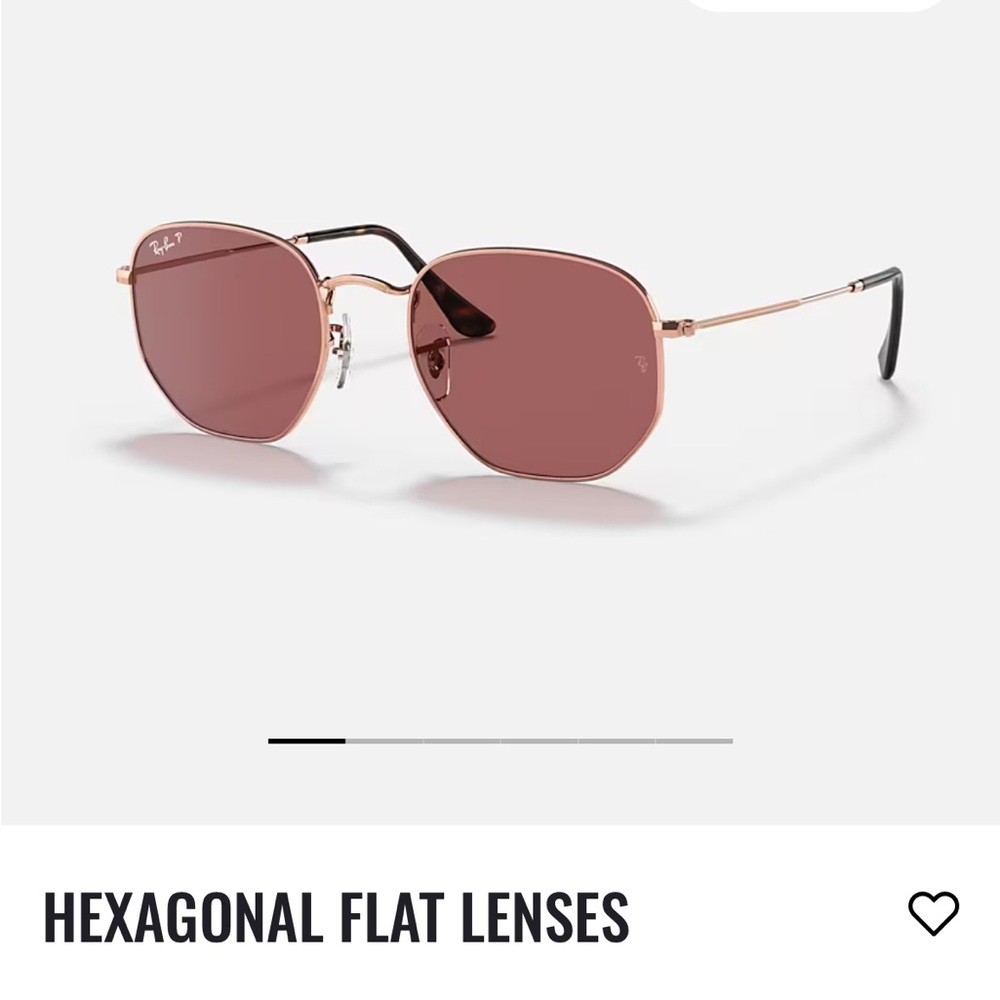 Ray-Ban polarized hexagonal rose gold frames.